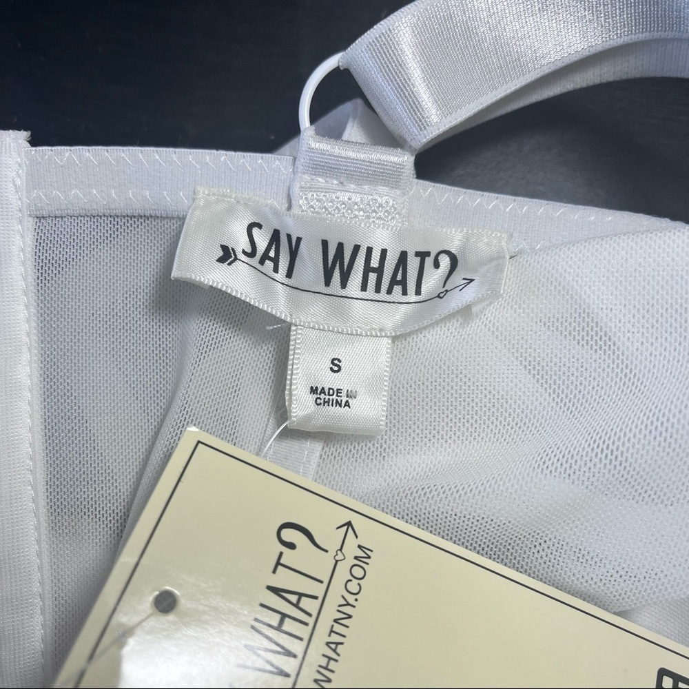 Say What White Mesh Pearl Crop Bralette Size Small New With Tags - Picture 7 of 10